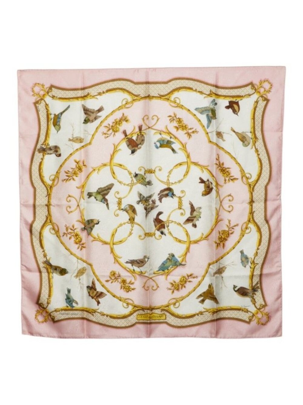 Hermes Carre 90 la Cle Des Champs Key to Freedom Scarf Large White Pink